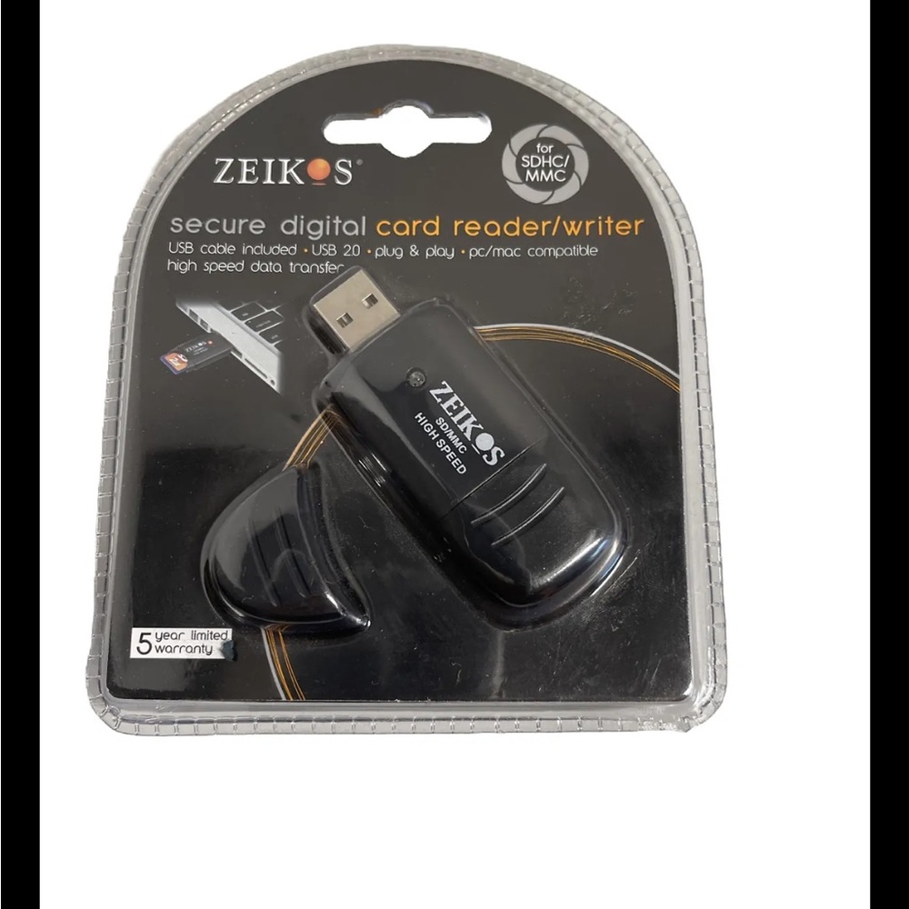 ZEIKOS Secure Digital Card Reader/Writer Includes USB Cable ~SEALED